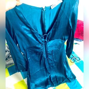 Brand New Zara dress in metallic green shade. Never worn.